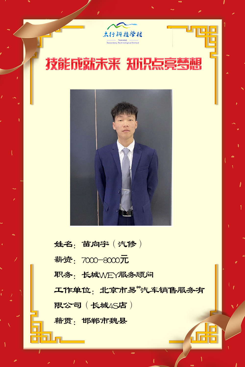 乘風(fēng)破浪，披荊斬棘丨石家莊太行科技中等專業(yè)學(xué)?！熬蜆I(yè)之星”名單公布！